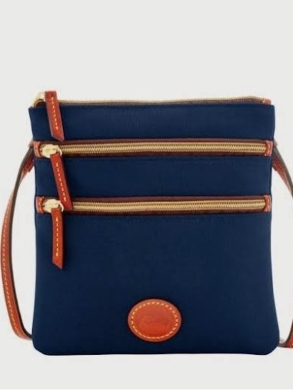 NWT Dooney & Bourke Small Nylon North South Triple Zip Crossbody in Navy